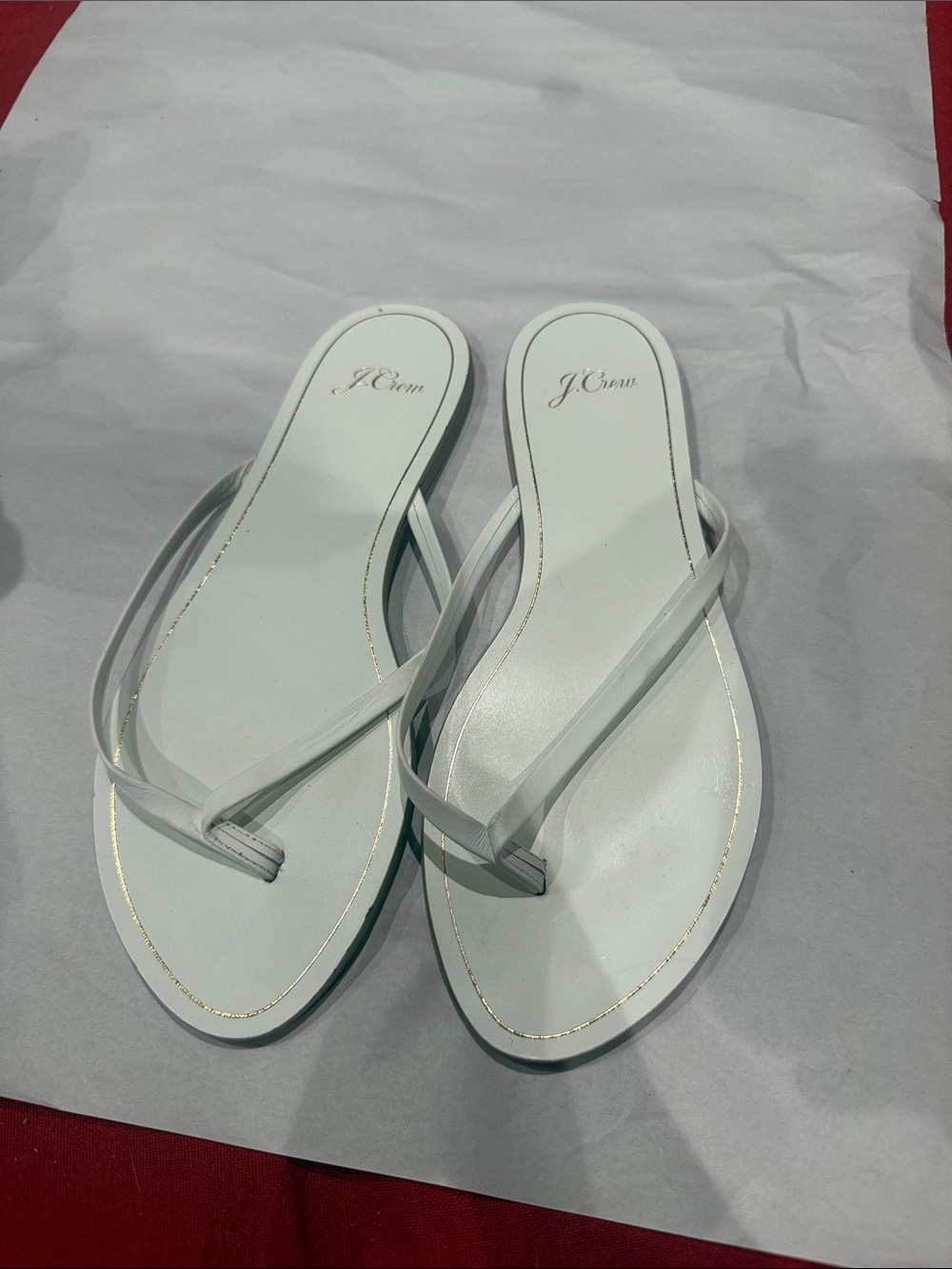 J. Crew White Minimal Leather Thong Sandals - Picture 2 of 3